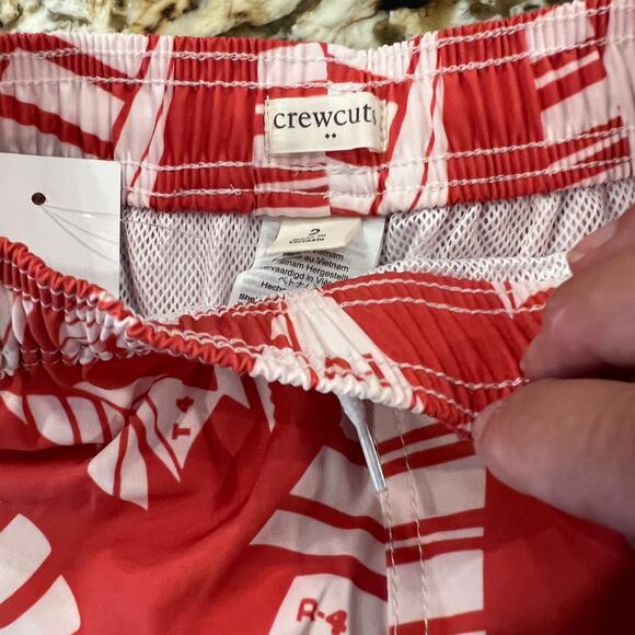 NWT J. Crew Boys' Red W/White Sailboat Print Swim Trunk - SIZE 2 - Picture 4 of 8